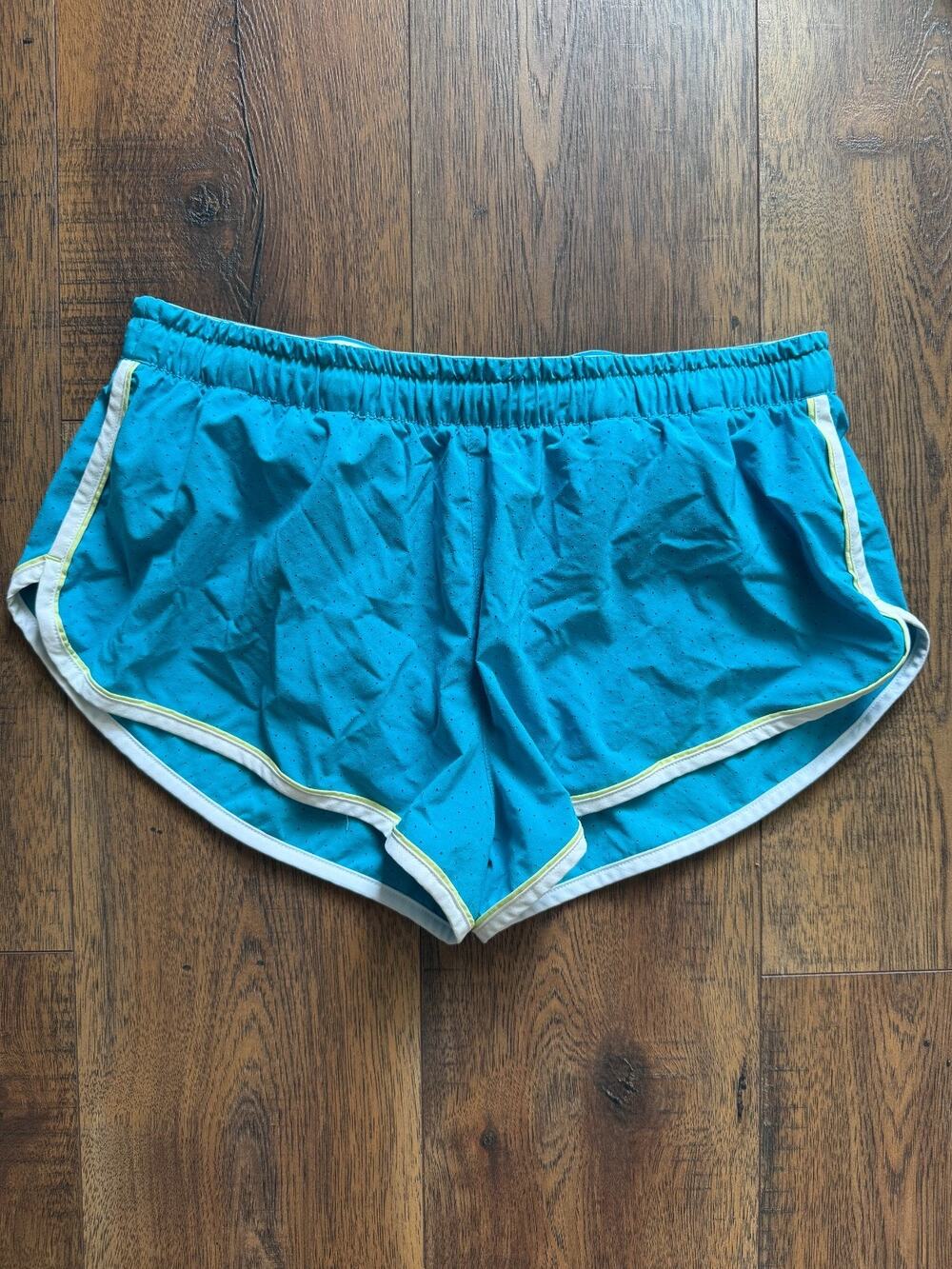 Rabbit Blue Athletic Gym Running Shorts Lined Zip Pocket Large